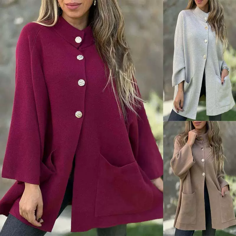 2025欧美秋冬新款独立站亚马逊时尚休闲毛呢外套单排扣开衫上衣女