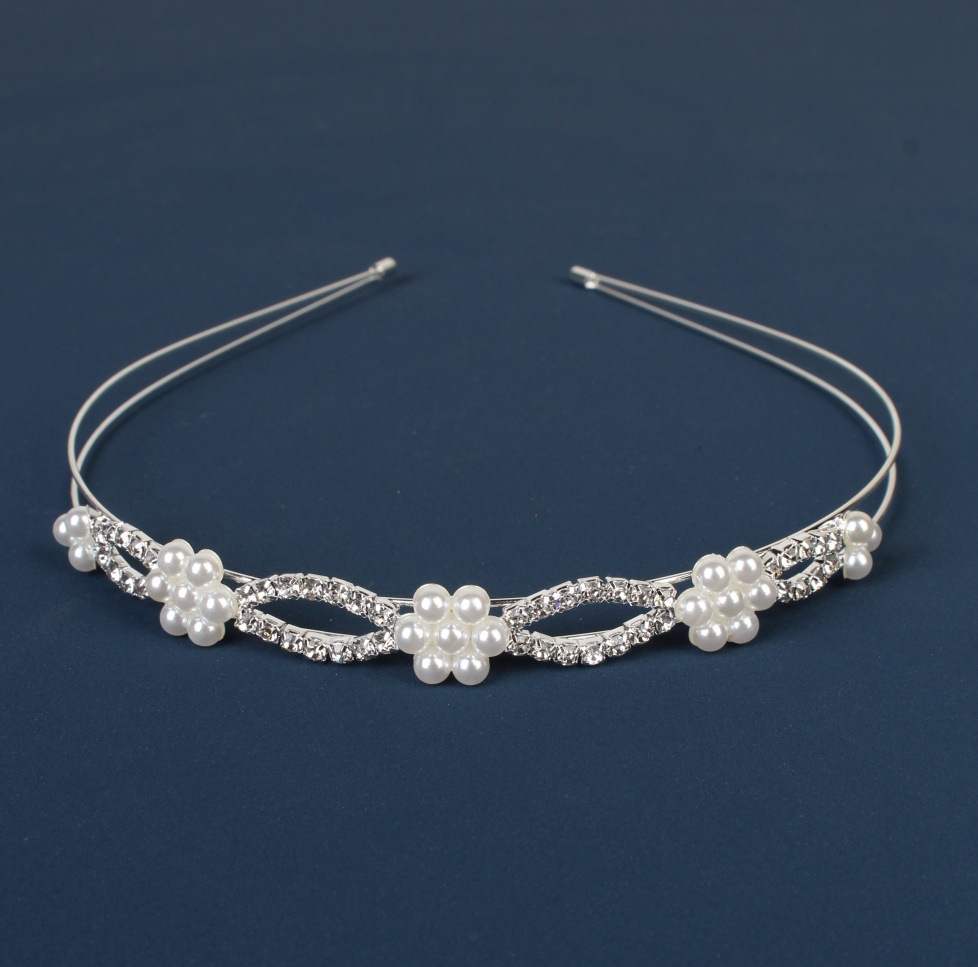 Comercio exterior transfronterizo coreano nupcial forma simple foto tocado perla rhinestone dulce diadema de diamante japonés y coreano diadema