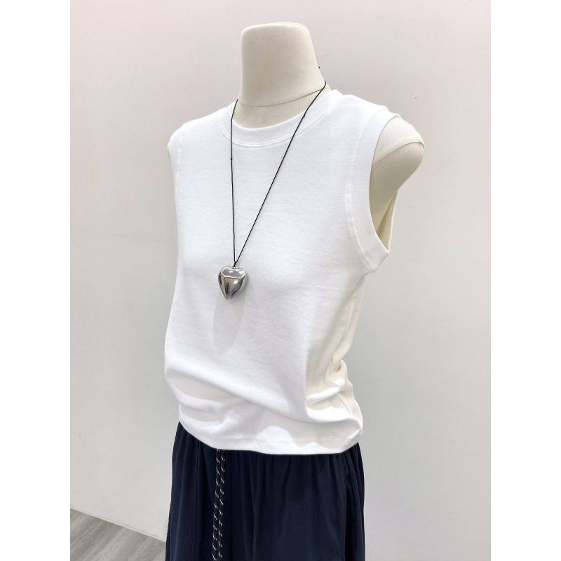 Comfortable Pure Cotton Simple Right Shoulder Round Neck Petite Sleeveless Top Summer Base Layer Camisole for Women Comfortable Pure Cotton Simple Right Shoulder Round Neck Petite Sleeveless Top Summer Base Layer Camisole for Women