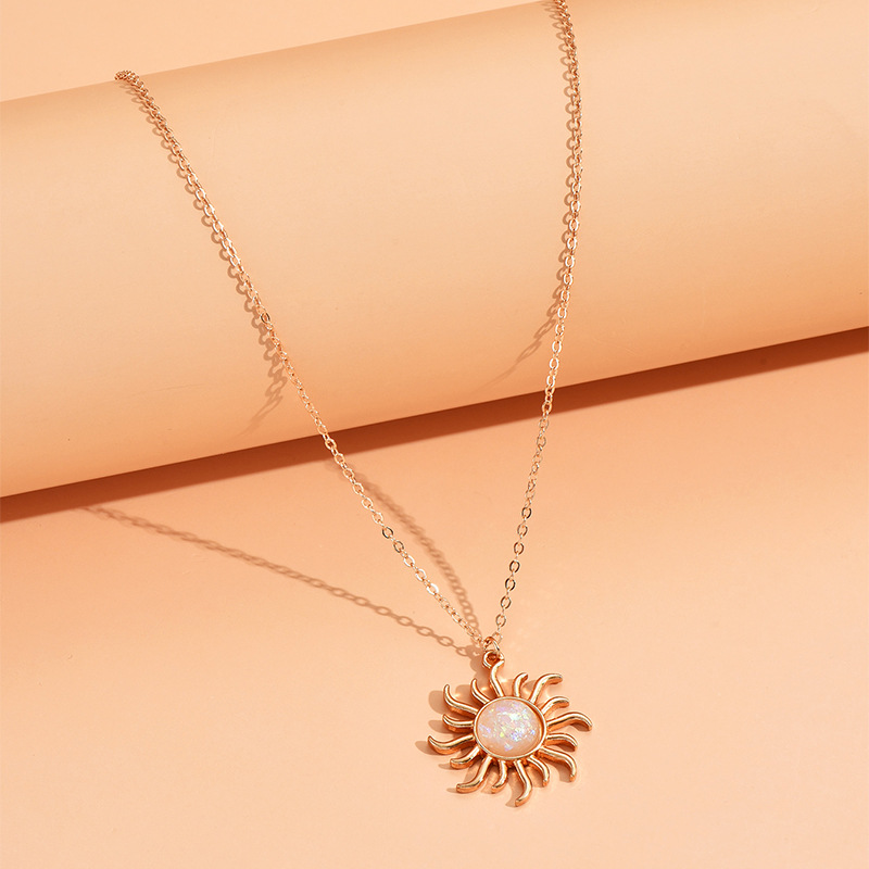 1 Stück Mode Sonne Legierung Überzug Inlay Künstliche Perlen Frau Halskette Mit Anhänger display picture 4