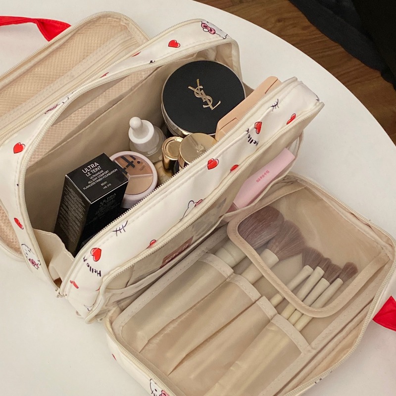 可爱猫咪化妆包大容量便携分区化妆袋旅行化妆品收纳包可挂行李箱|undefined