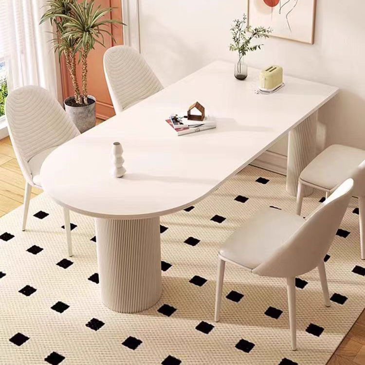 Rock Board Dining Table Island Table One-piece Designer New Style Dining Table Household French Cream Style Dining Table and Chair Combination