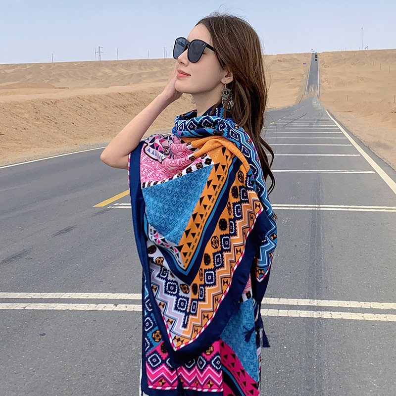 Shawl Classification Women's Casual Elegant Argyle Cotton And Linen Shawl