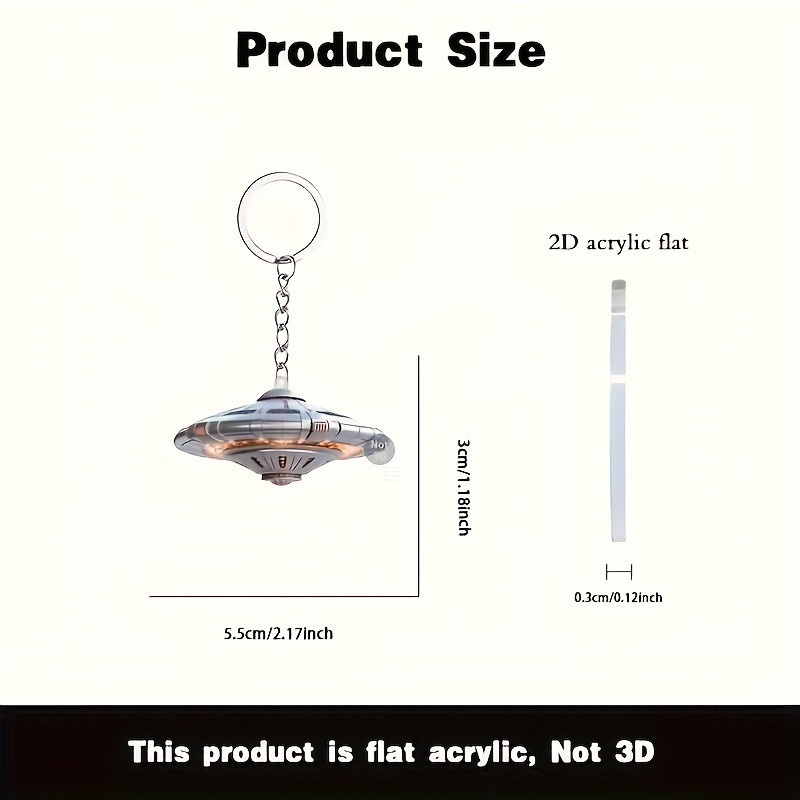Colgante transfronterizo nuevo acrílico plano 2D nave espacial alienígena llavero colgante estándar de automóviles colgante vidrio image 1