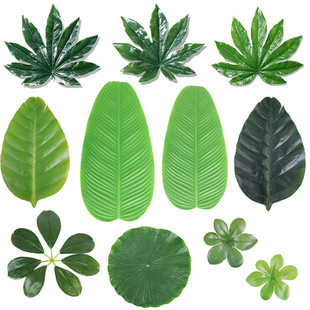 Simulation of octagonal gold plate leaves fake leaves green leaves fruit shop mat basket decorative leaves octagonal leaf decoration