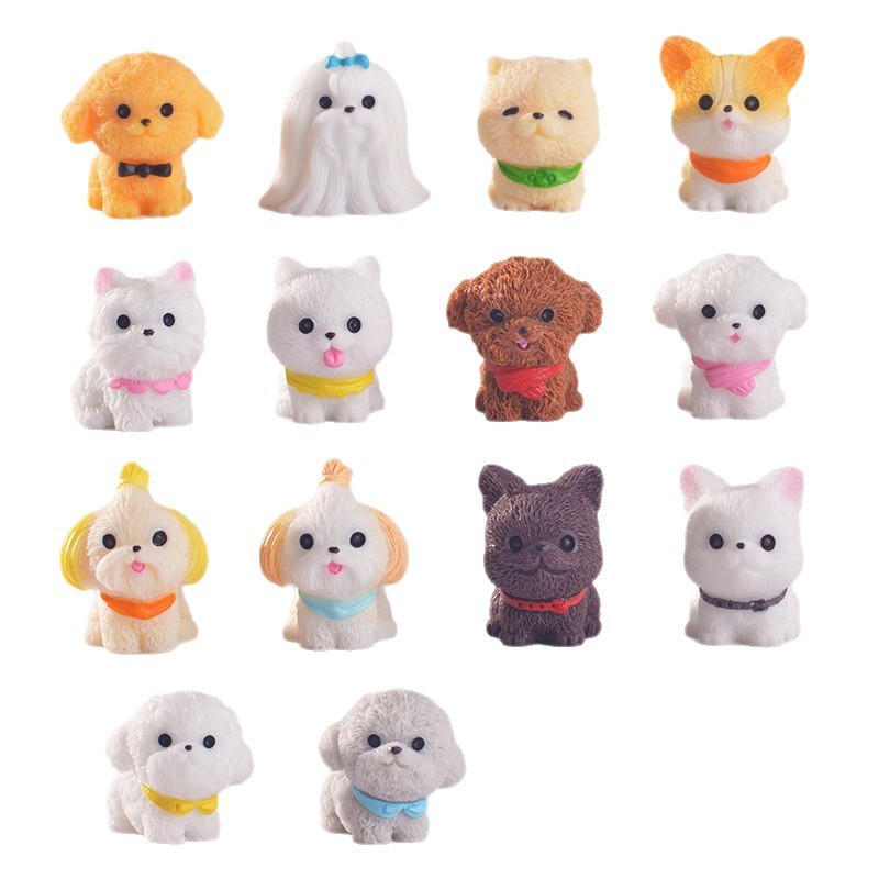マイクロ風景装飾品シミュレーションよだれかけ子犬かわいい人形ホームカーレジン diy クラフト装飾装飾品|undefined