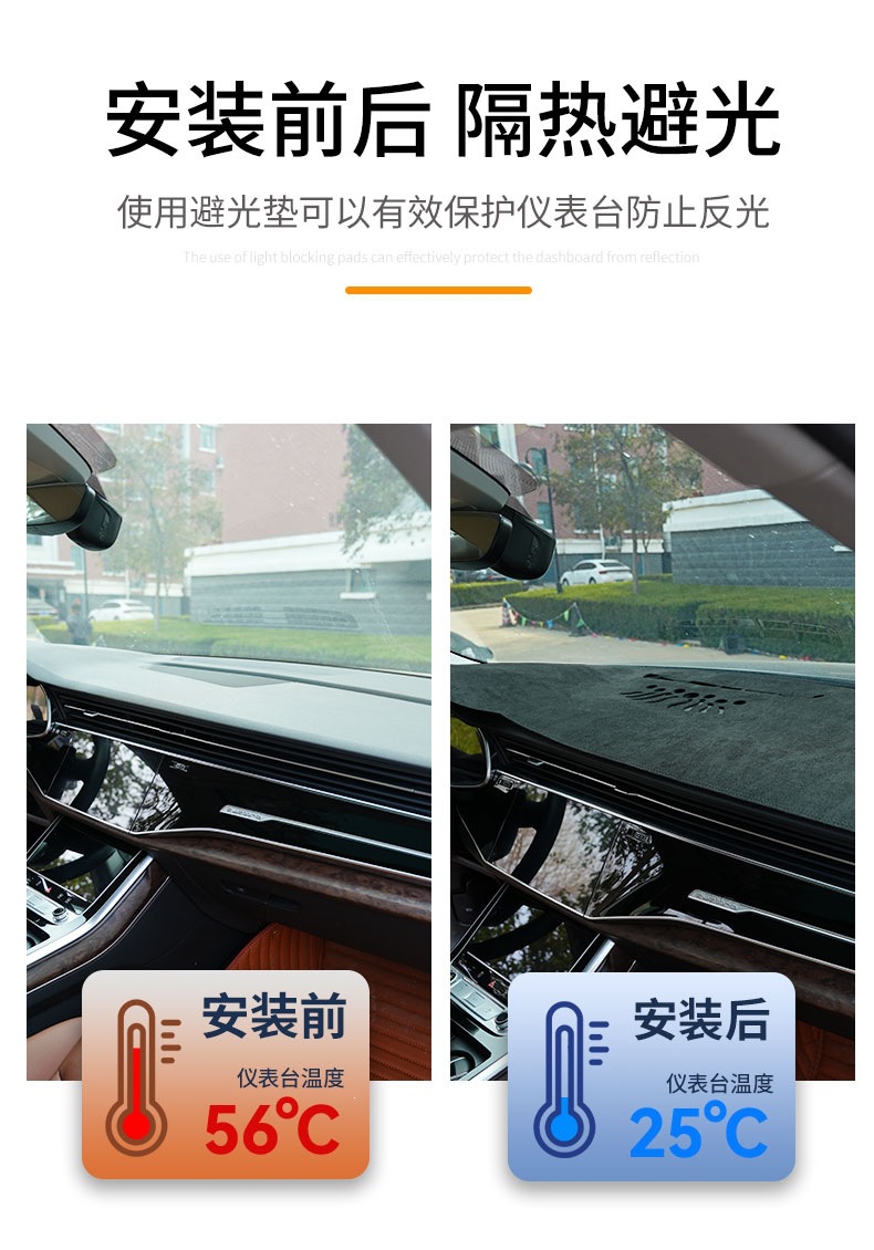 Suitable for use as a sun protection mat on the car dashboard, a light-blocking mat for the center console during work, and a front sunshade mat