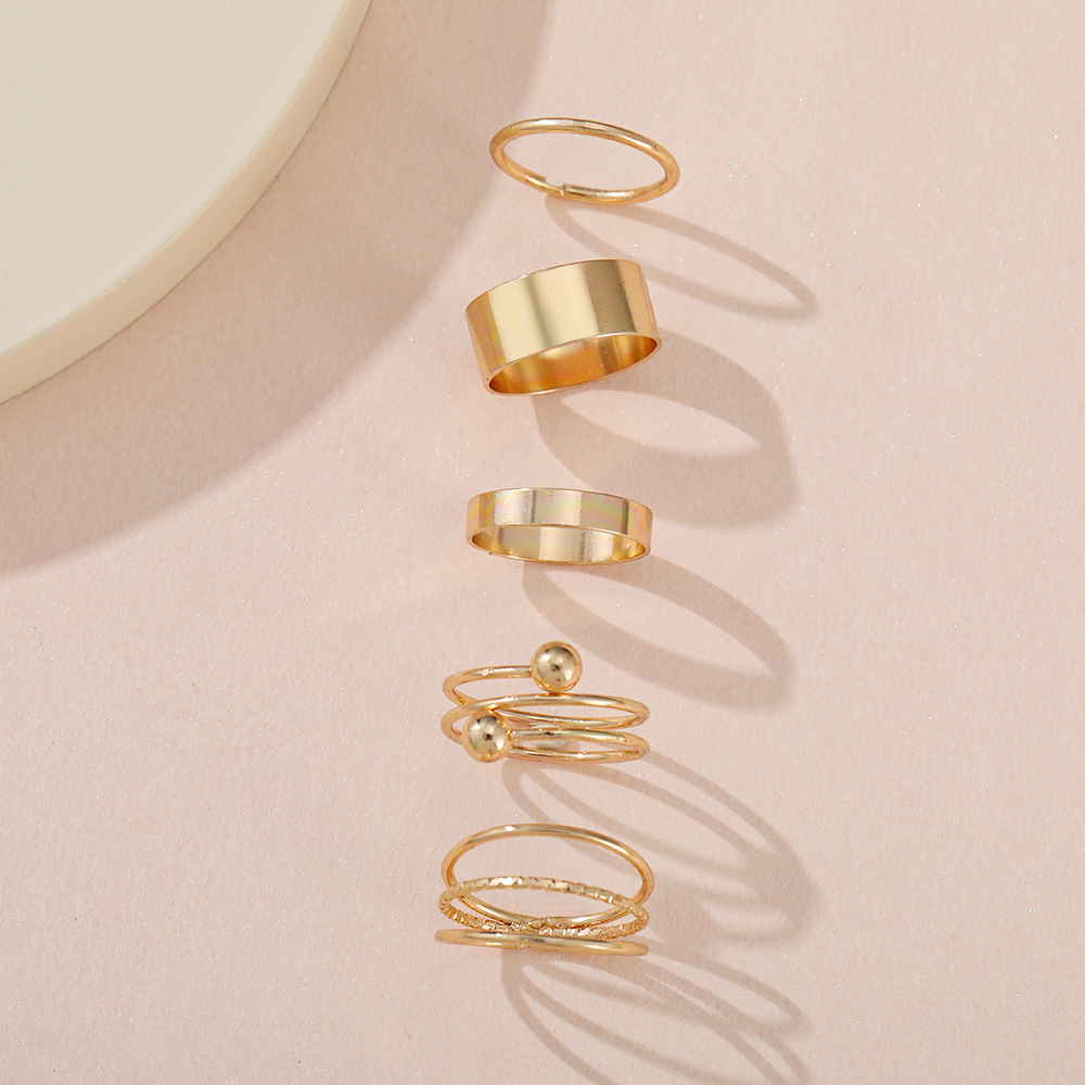 2021 new creative simple spiral three-dimensional cross tail ring 5-piece set