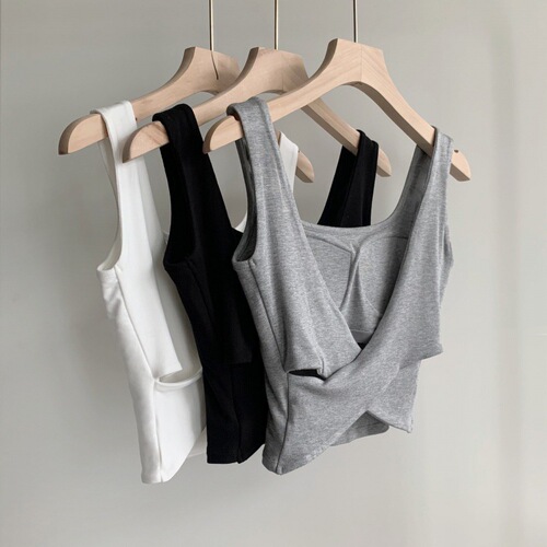 New Pure Color Beautiful Back Tank Top, Backless Outerwear, Strapless Bustier with Removable Pads, Square Collar Outerwear, Strapless Backless Top, Short Women's Style