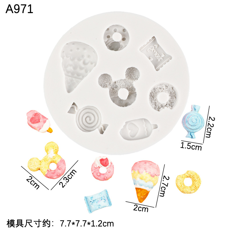 Comida y juego lindo mini donut caramelo helado de silicona molde fondant chocolate cake Decoración