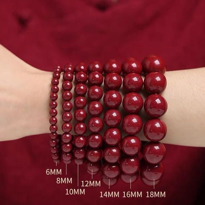 Cinnabar Bracelet Purple Gold Sand Imperial Red Sand Bracelet Red Cinnabar Wholesale Men and Women Factory Direct Sales Cinnabar Bracelet