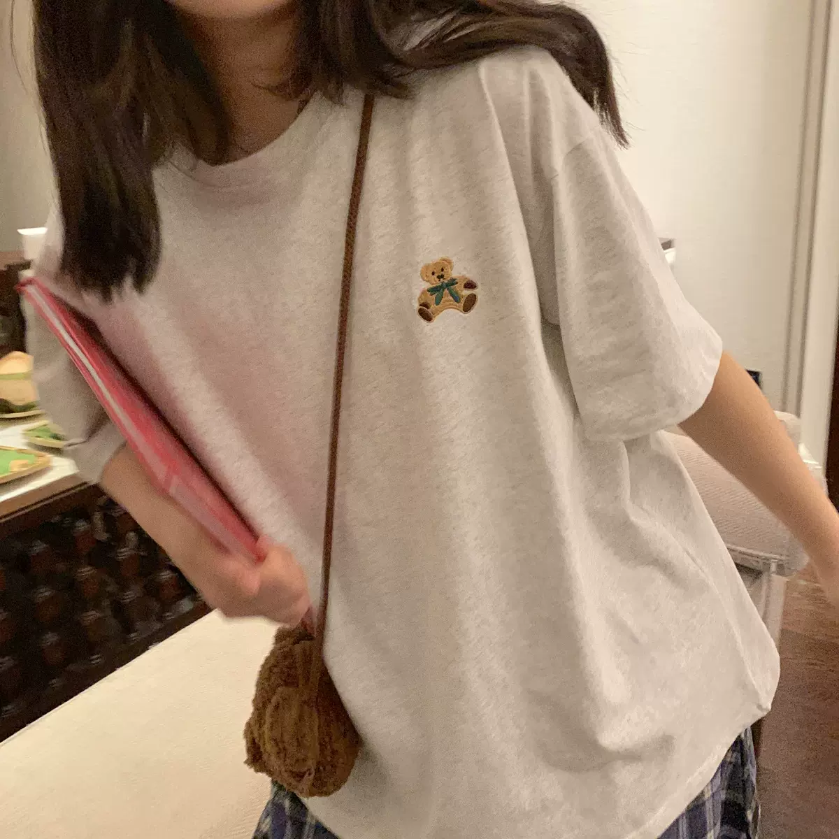 港风复古美式短袖t恤女2023新款宽松韩版潮牌ins原宿风hiphop上衣
