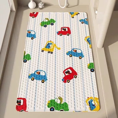 Avtomobil döşəmə paspasları — water, anti-fall bathroom floor mat - wc-striped-car-toy-suction-cup-mat-6090cm