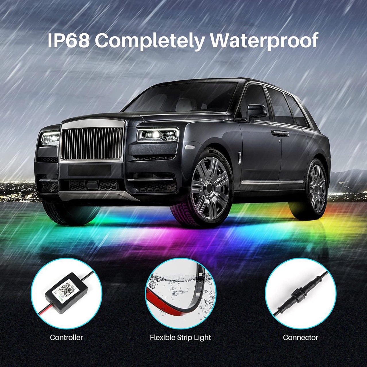 Car Chassis Light Led Colorful Flowing Light Waterproof Light Strip App Car Bottom Decorative Atmosphere Light Smart Car Lighting