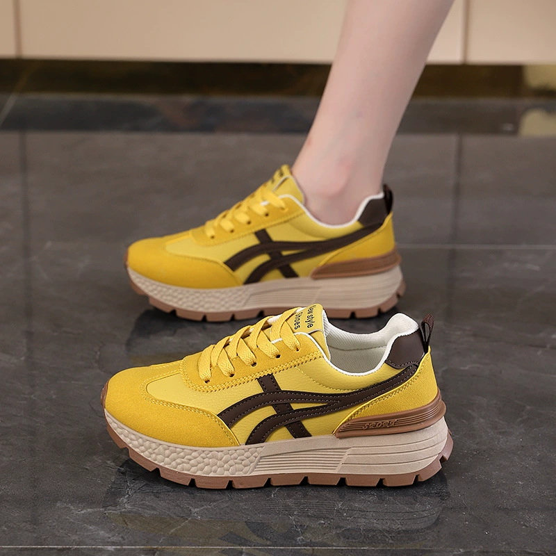 Корейские кеды Forrest Gump De training shoes 2025 новая круглая носа нескользящая модная обувь универсальные dad shoes для женщин AD8875