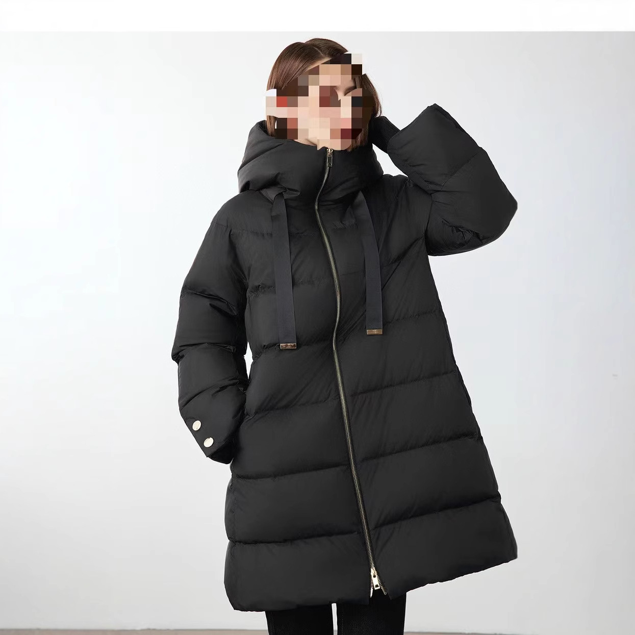 朗系时尚设计气质感廓形外套2025冬新款连帽羽绒服 LCFD18OMC226