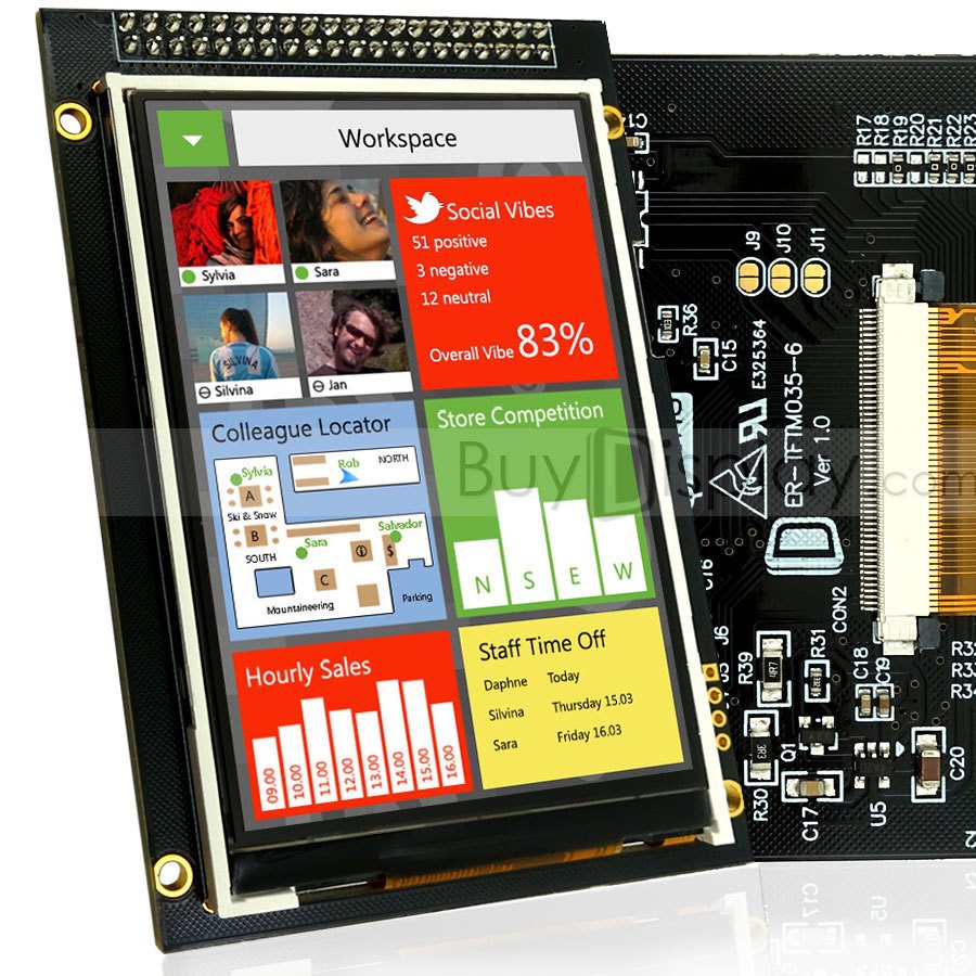 3.5寸TFT LCD彩色液晶显示模块/320x480点阵彩屏模组带转接板