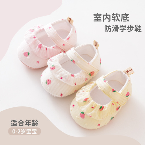 Adorable Baby Girl's First Walking Shoes - New Spring and Summer Fashion Style Anti-Slip Floor Shoes with Soft Soles for Comfort - Baby with Velcro Straps