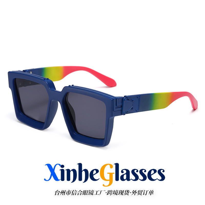 86229 European and American Disco Sunglasses Glasses Large Square Frame Sunglasses for Men and Women Sunglasses Amazonaire Pc