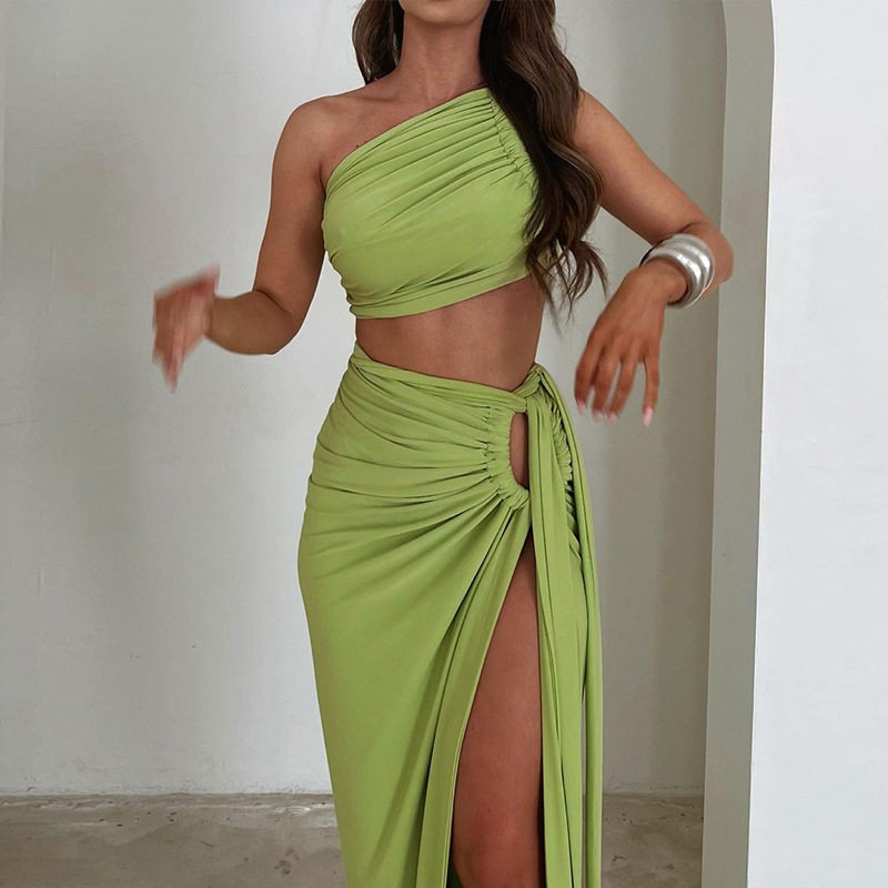 420g Weight Sleeveless Sleeve Length Spandex, Polyester Fabric Type Skirt Co-ord Set Sets Type 2 Pieces Set Quantity Daily, Beach, Date Occasion Collarless Neckline Slim Fit Type Solid Color Pattern Summer Season Women's Gender Pleated Design Sexy Style Daily Beach Date Women's Sexy Solid Color Spandex Polyester Pleated Skirt Co-ord Set Skirt Sets 24