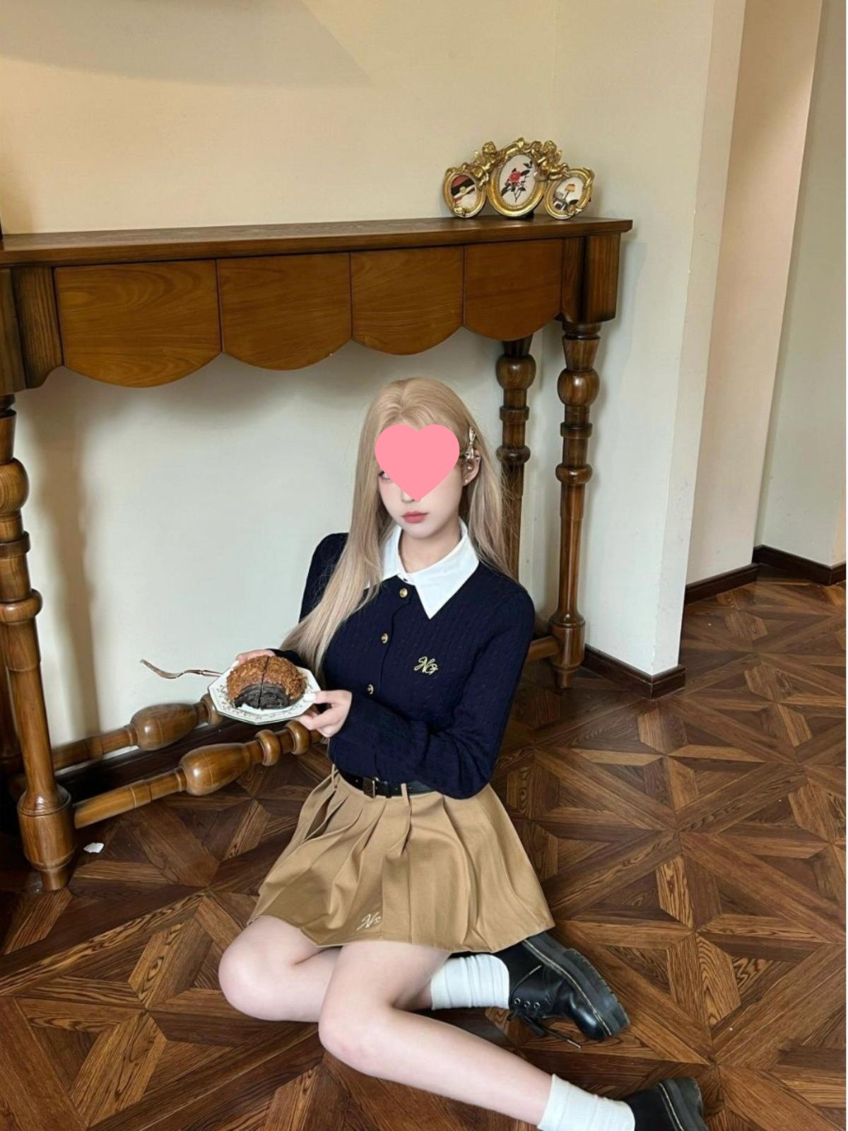 学院风韩系甜辣妹针织开衫衬衫短裙女秋冬新款时尚韩版套装女