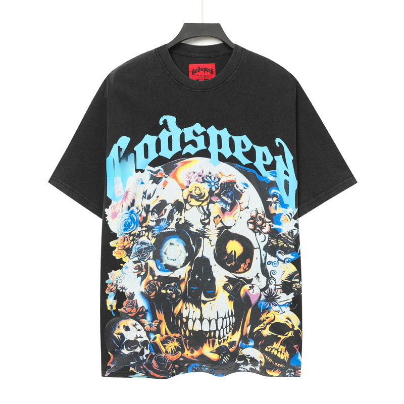 25ss アメリカのトレンディなブランド GOD ロックバンド ヒップホップ レタープリント 半袖 高品質 コットン Tシャツ カップル同スタイル|undefined