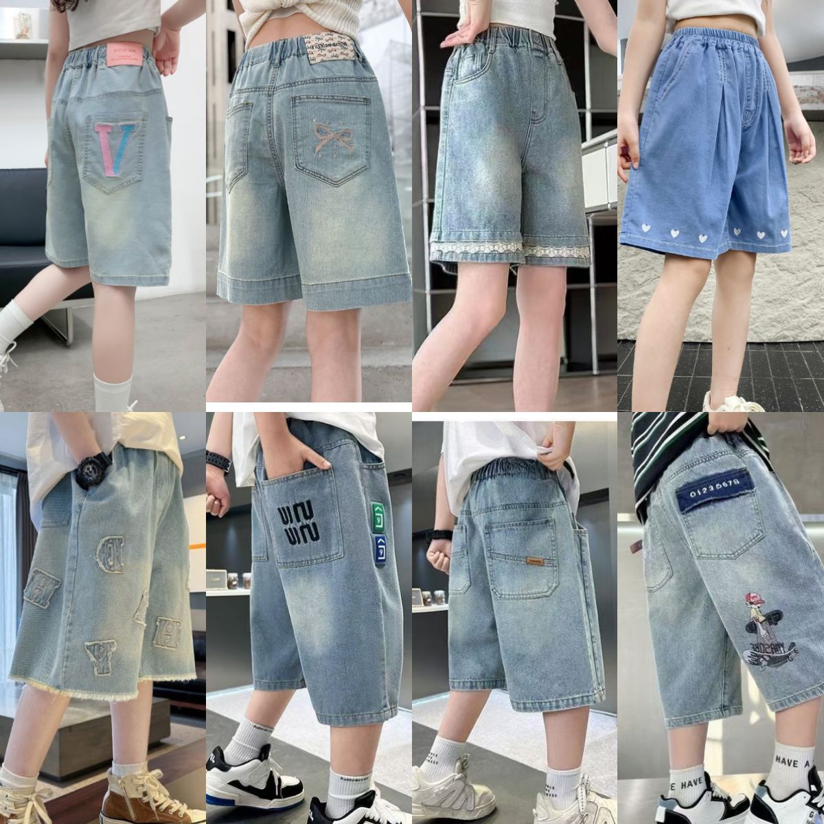 New summer style for boys and girls: super soft, over-the-knee, versatile, trendy, high-waisted, soft and comfortable five-point shorts