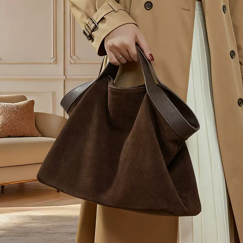 复古磨砂新款季单肩包大容量高级质感通勤托特包真皮女撞色斜挎包