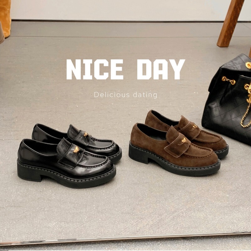 Cowhide Version ~ Increase Height by 5cm ~ Chunky Heel Genuine Leather Elegant Small Coin 2026 Spring New Loafers Women's Leather Shoes