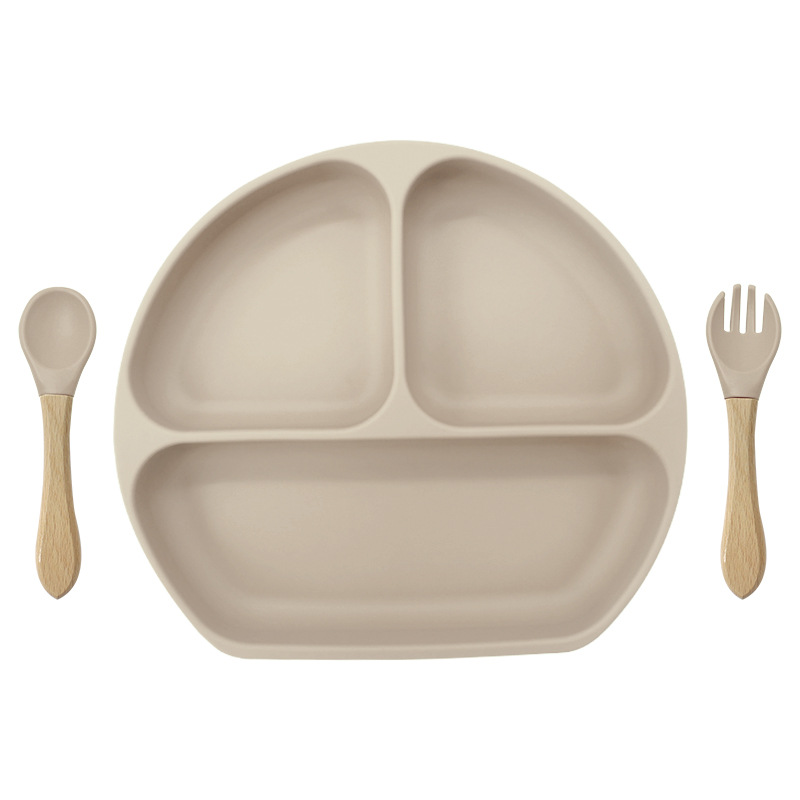 베이지 (웃는 얼굴 접시, 나무 포크와 숟가락 361g)