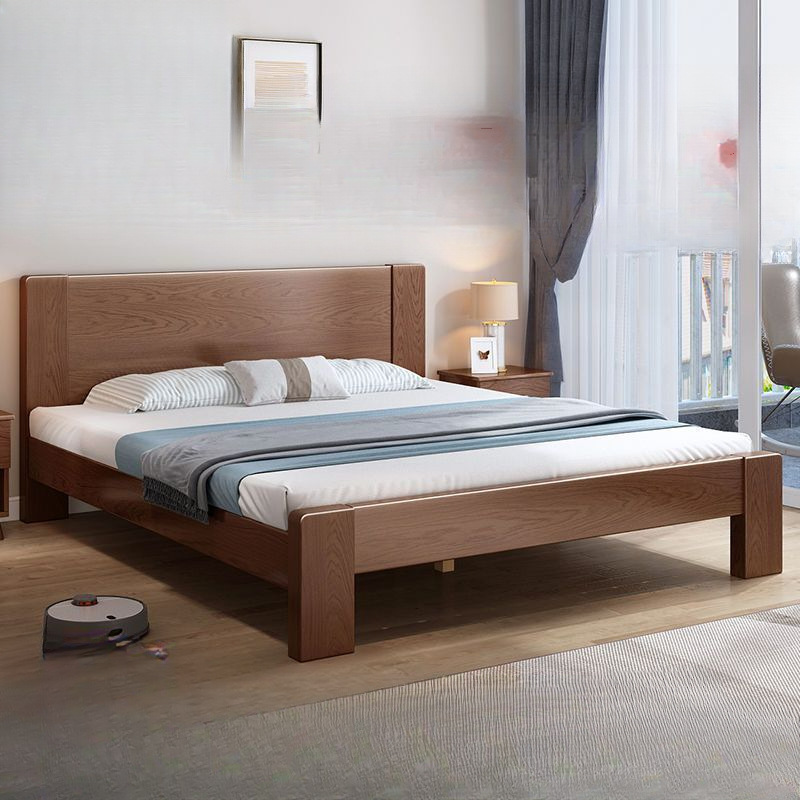 Camas de madera sólida 1.5m casa 1.8m cama doble dormitorio principal tipo de casa pequeña 1.2m alquiler simple marco de cama individual