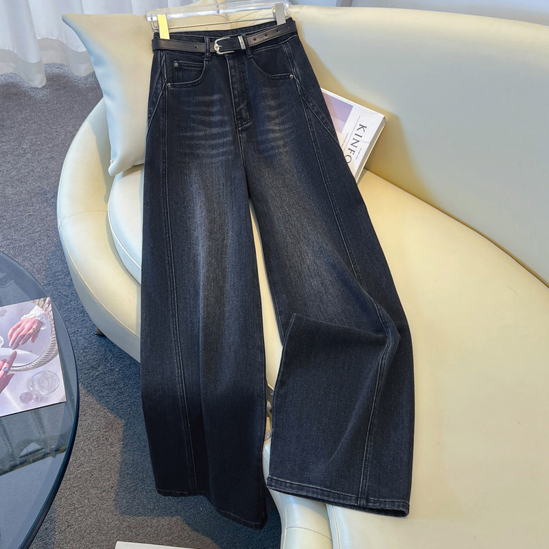 High-End Black Straight-Leg Jeans for Women, Spring and Autumn 2026 New American Retro Narrow-Cut Scimitar Pants, Slimming Wide-Leg Pants High-End Black Straight-Leg Jeans for Women, Spring and Autumn 2026 New American Retro Narrow-Cut Scimitar Pants, Slimming Wide-Leg Pants