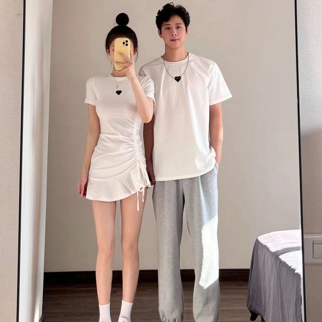 [little love white] dress + short sleeve t-shirt (two-piece pack)