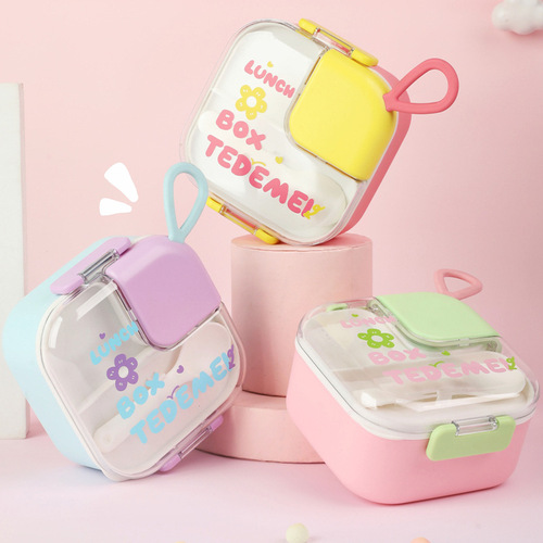 Tidemei's new portable school canteen lunch box with tableware for primary school students 304 stainless steel insulated lunch box plastic