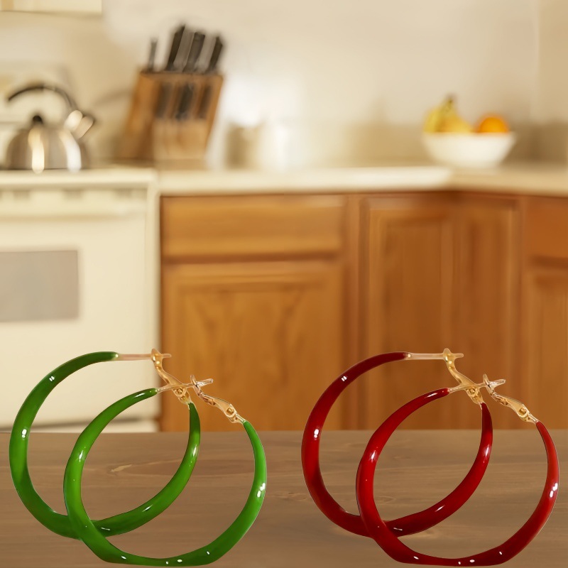 2025 Hong Kong Style Ins Style Candy-Colored Green Hoop Earrings Exaggerated Fashion Large Hoop Earrings
