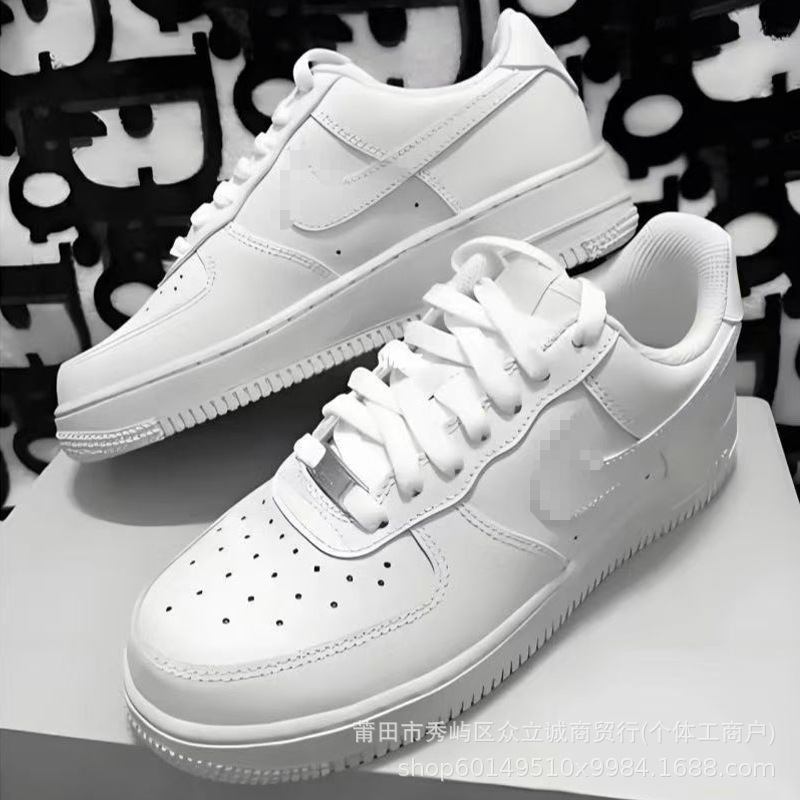 Air Force One AF1 Air Force men's and women's shoes, versatile casual sports sneakers, unisex pure white trendy low-top white shoes
