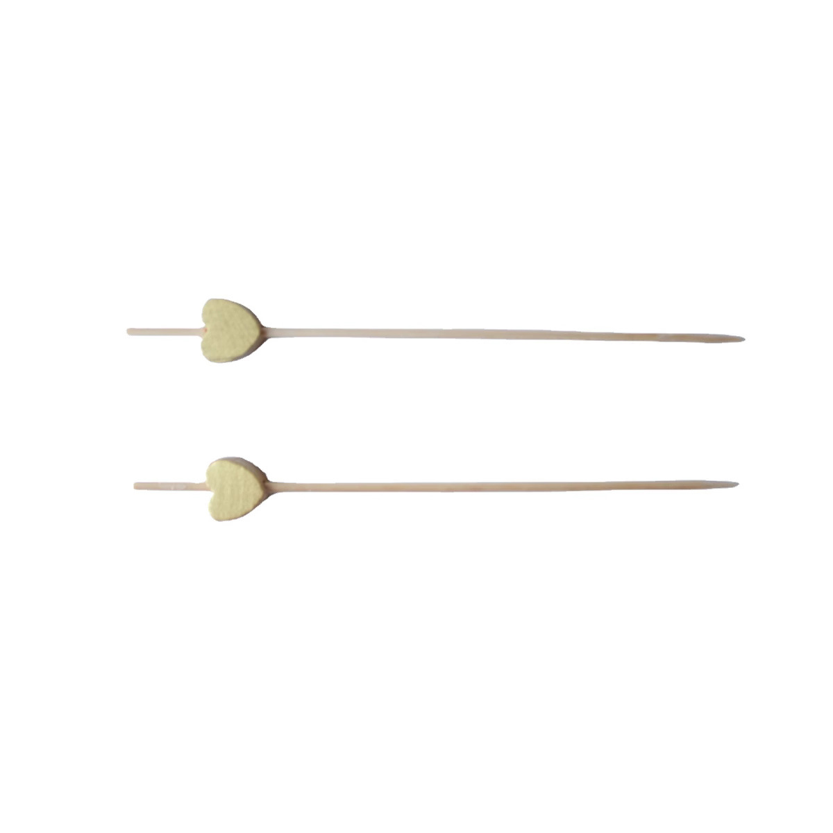 100 pcs/paquete de tenedores de frutas desechables al por mayor Golden Love Peach Heart Fruit Signo de frutas Decoración de platos Arte Bambú