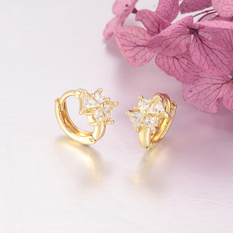 Hebillas de Oreja con Trébol Geométrico de Aleación, Galvanizado, para Mujer
