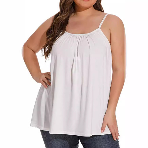 Women's Plus Size 2025 Ruffle Elastic Tank Top Sexy Strappy Backless Shirt for Outwear - Available in Three Colors