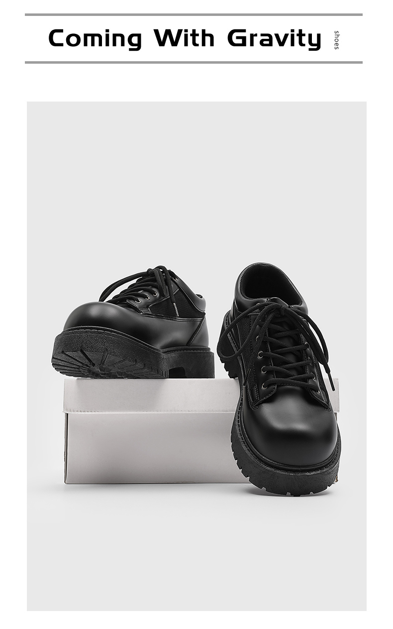 Chaussures Derby noires à semelle épaisse, style britannique, pour homme, idéales pour un mariage ou un costume._voghion.com