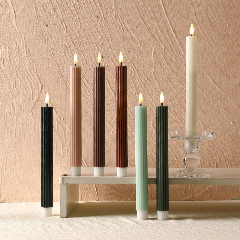 Cross-Border Macaron-Colored Striped Long-Stem Simulated Paraffin Shell Led Electronic Candle Light Bullet-Shaped Decorative Ornament Cross-Border Macaron-Colored Striped Long-Stem Simulated Paraffin Shell Led Electronic Candle Light Bullet-Shaped Decorative Ornament