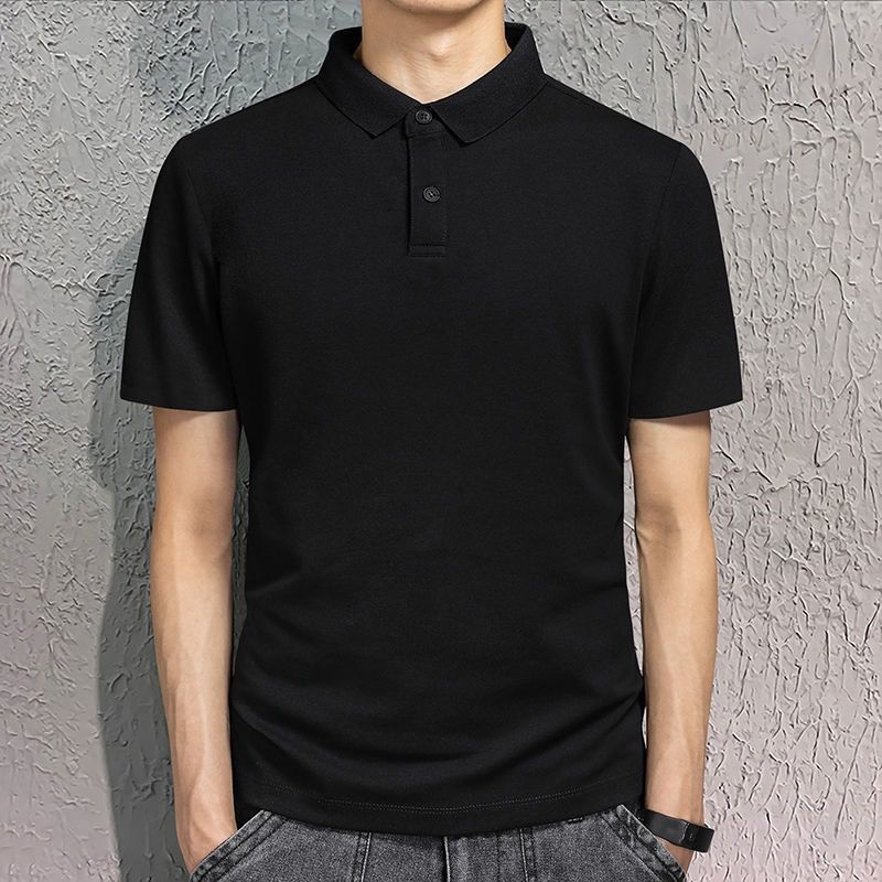 Hongxinjie Pure Color Cheap Collar Men's Short-sleeved T Korean Style Lapel POLO Light Edition Top Clothes Men's Base Shirt