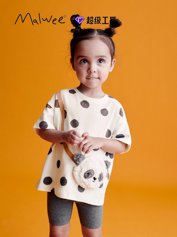 Traje de niña malwee transfronterizo verano nuevo estilo europeo y americano niños pequeños y medianos cuello redondo camiseta estilo occidental niña traje de dos piezas