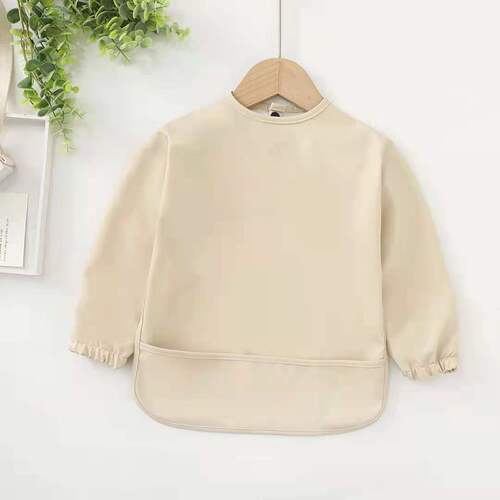 Danish baby pu waterproof smock, children's reverse dressing, anti-dirty eating clothes bib