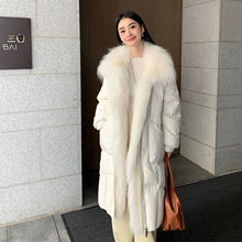 2025冬季新款鹅绒羽绒服女休闲长款貉子毛皮草大毛领外套海宁爆款