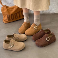 网红复古魔术贴勃肯单鞋女2025年新款秋季百搭内增高一脚蹬乐福鞋