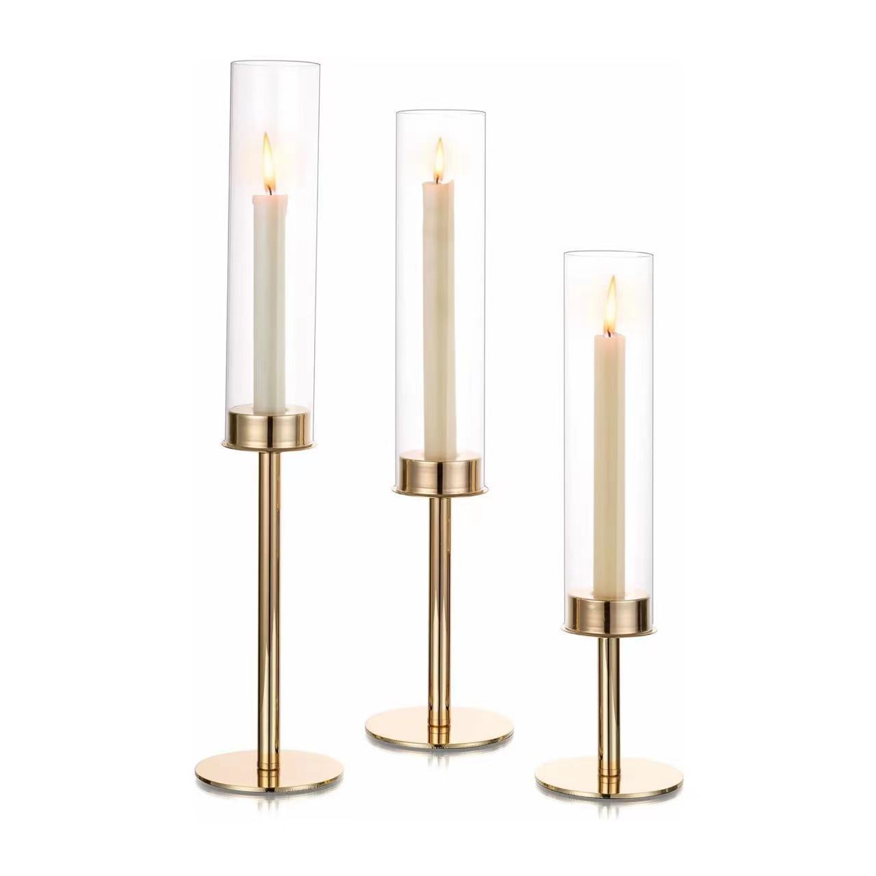Especial transfronterizo para amazon forte chapado en oro juego de tres piezas para el hogar candelabro boda fiesta de cumpleaños decoración de mesa