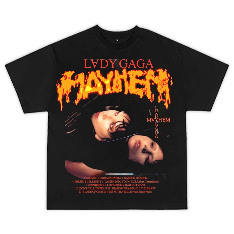 Long-Term Supply of Lady Gaga Album Mayhem Same Style Short-Sleeved Printed T-Shirts Cross-Border Dropshipping