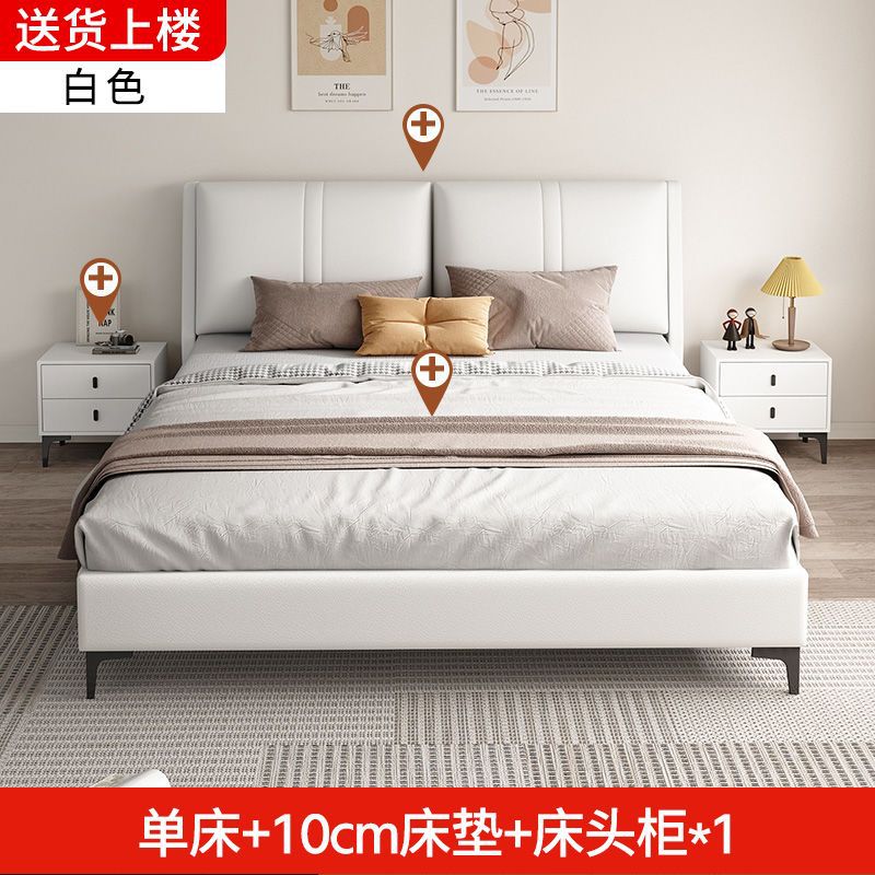 Cama de madera maciza tecnología de tela de 1.8m dormitorio principal cama doble económica cama de alquiler de paquete blando cama de 1.5m grosor