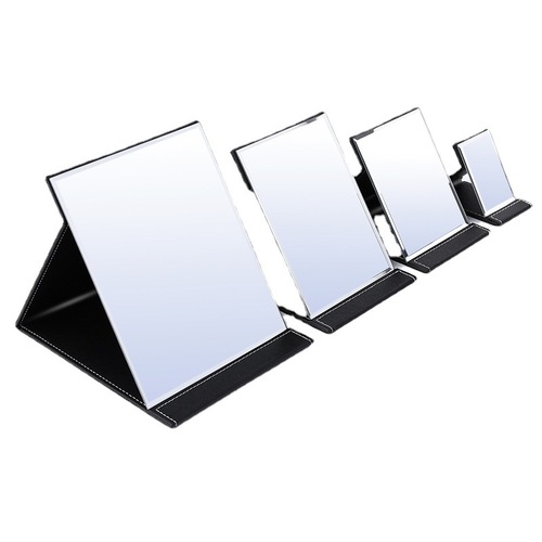Makeup mirror folding desktop portable portable desktop ladies student dormitory PU dressing high-definition beauty mirror
